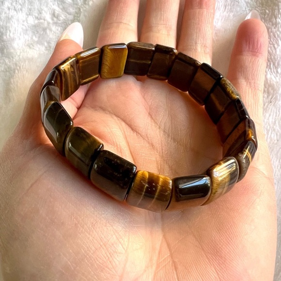 Courage Tiger Eye 12 mm Bead Mala Style Bracelet - Picture 5 of 6